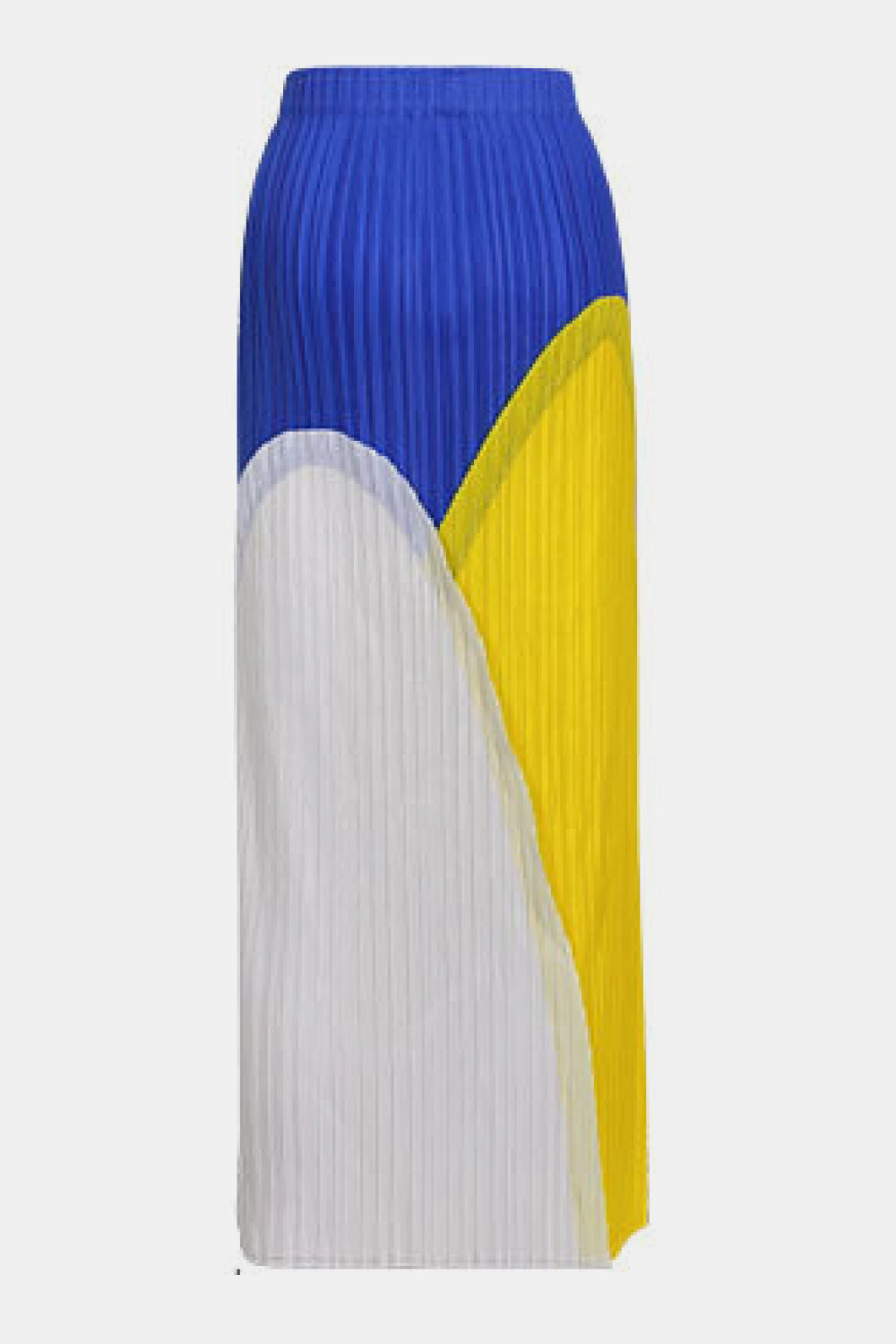 Tricolor Accordion Pleated Elastic Waist Skirt