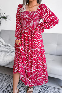 Floral Smocked Flared Sleeve Maxi Dress