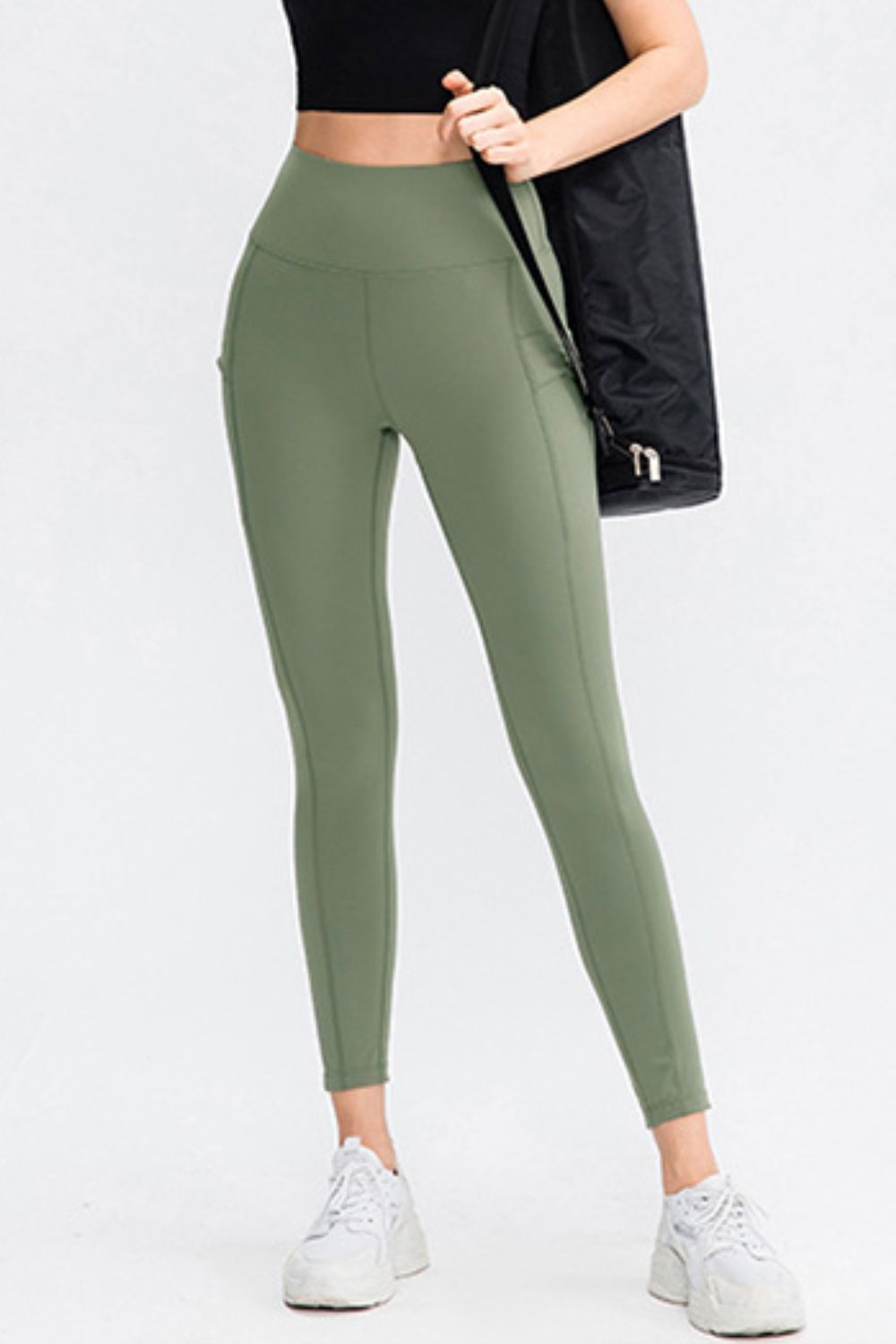 Elastic Waistband Yoga Leggings with Hidden Pocket