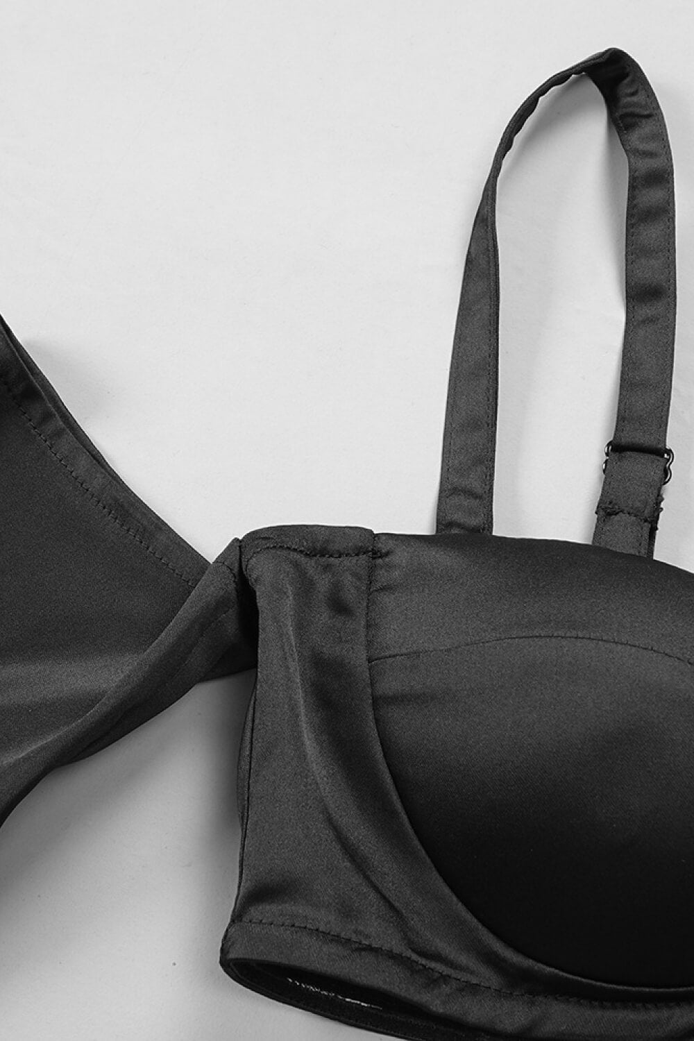 Bell Sleeve Satin Cropped Top and Flare Pants Set