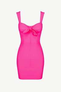 Bow Detail Sweetheart Neck Sleeveless Mini Dress