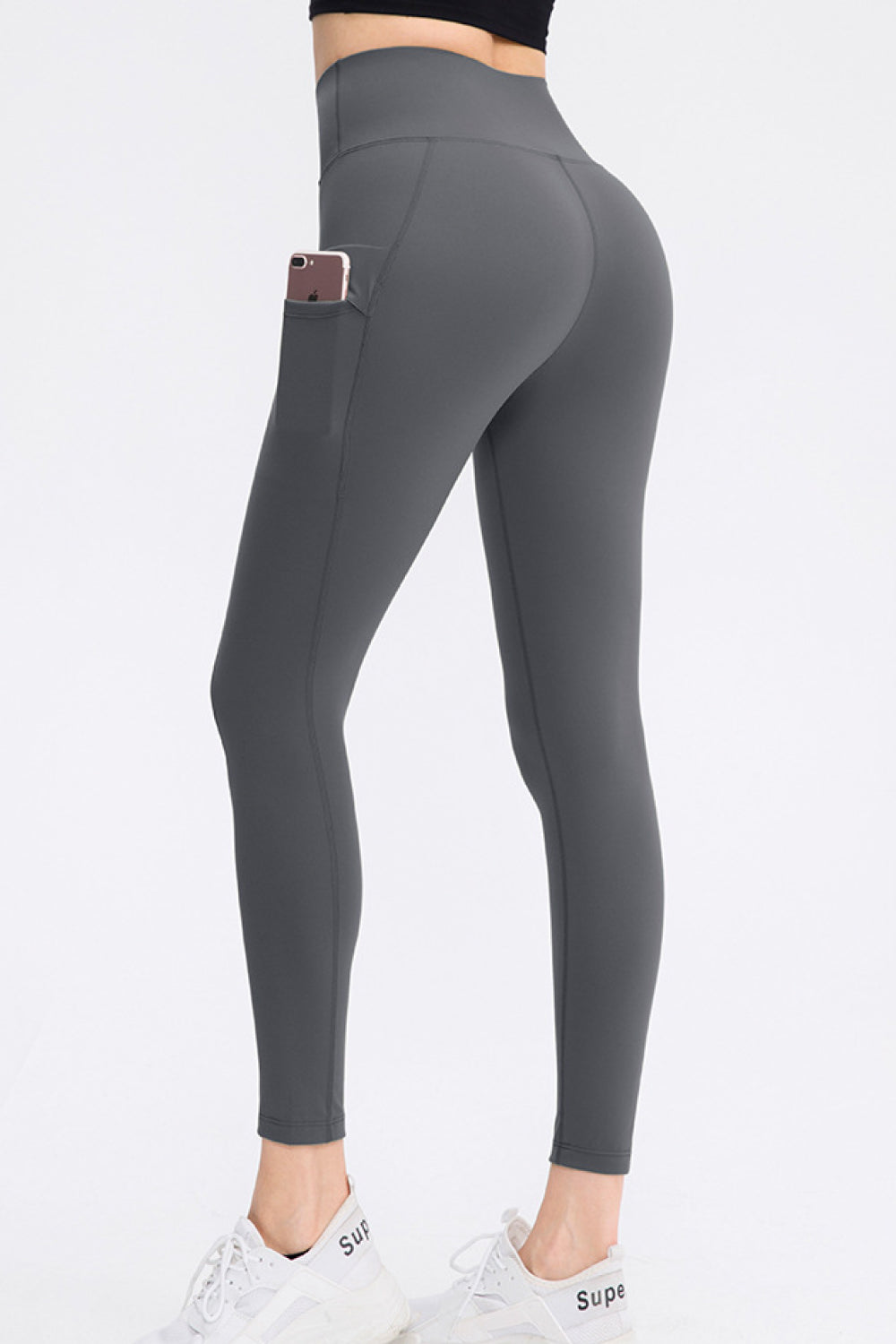 Elastic Waistband Yoga Leggings with Hidden Pocket