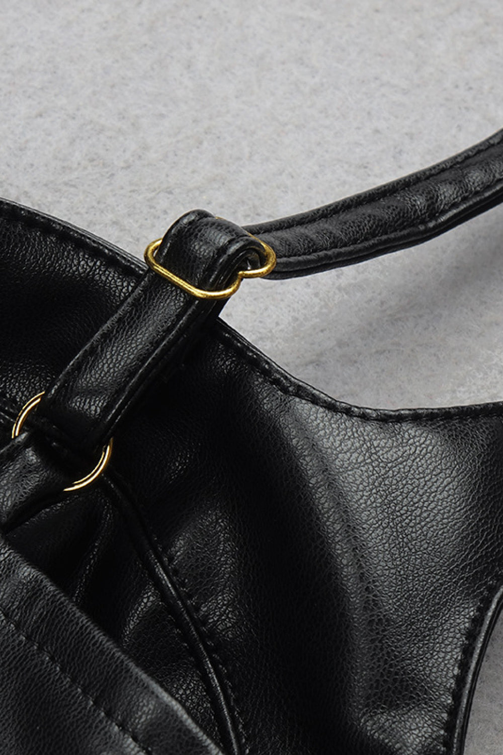 Lace Up PU Leather Cami and Split Skirt Set