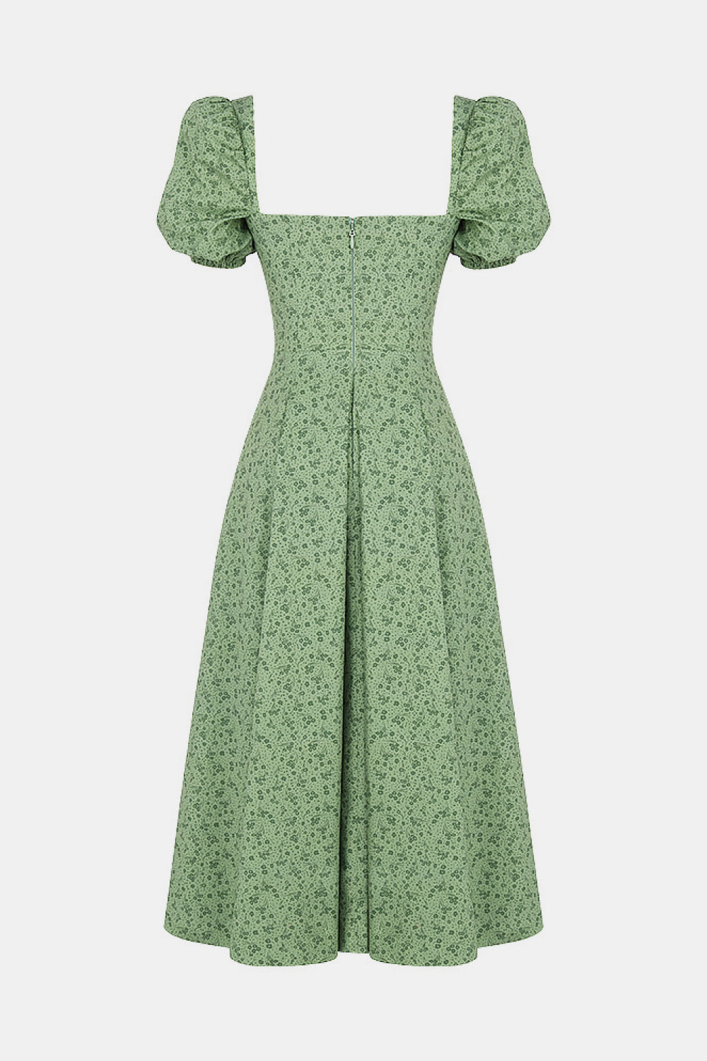 Floral Tie Front Square Neck Split Dress